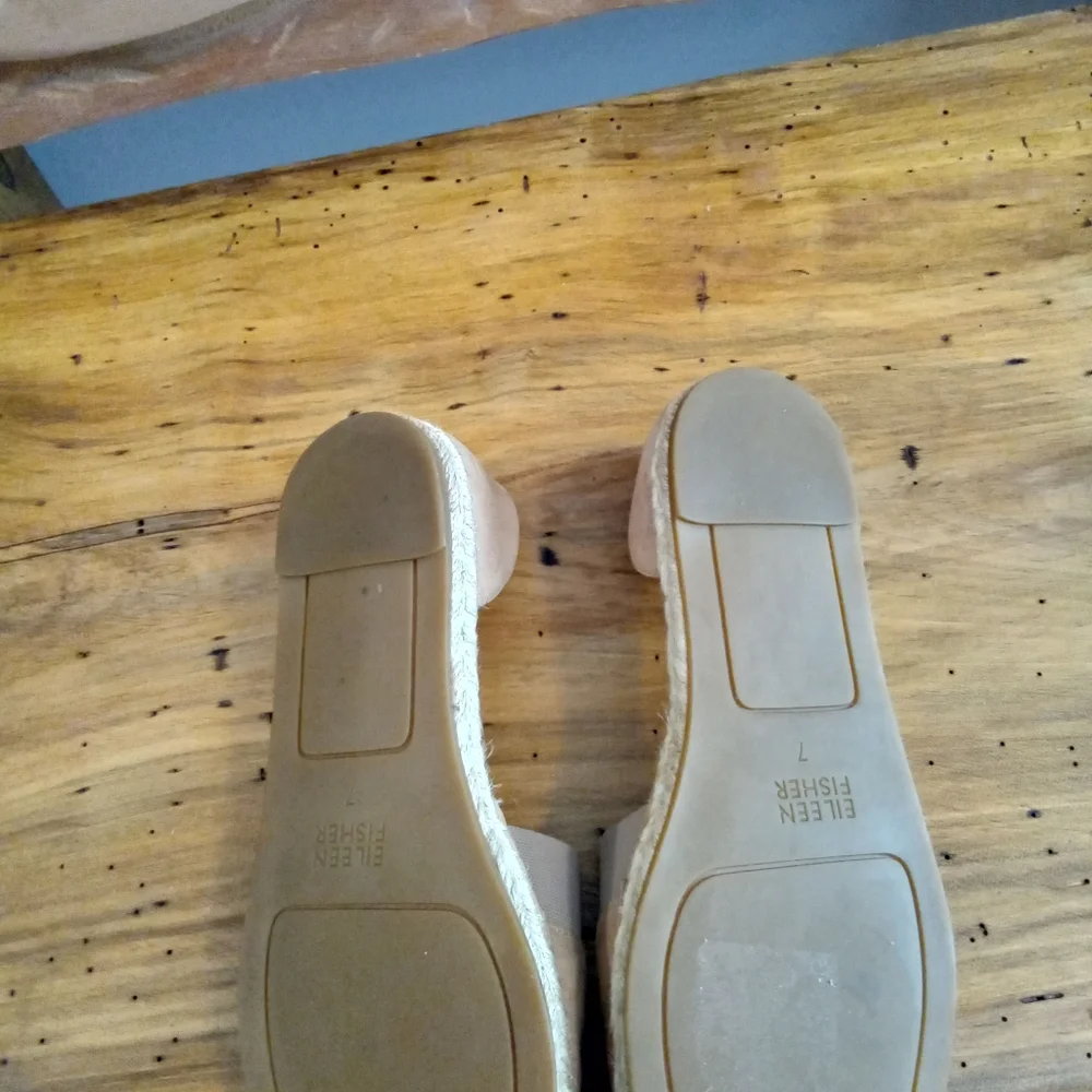 Eileen Fisher Lady Tumbled Tan Nubuck Espadrille Shoes Size 7